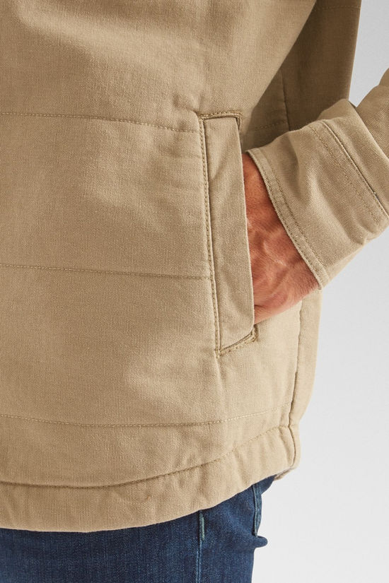 Passenger Mens Taranaki Canvas Quilted Jacket Stone
