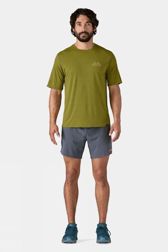 Patagonia Mens Capilene Cool Daily Lands Graphic T-Shirt Wind Runner: Graze Green X-Dye