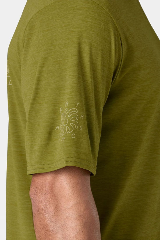 Patagonia Mens Capilene Cool Daily Lands Graphic T-Shirt Wind Runner: Graze Green X-Dye