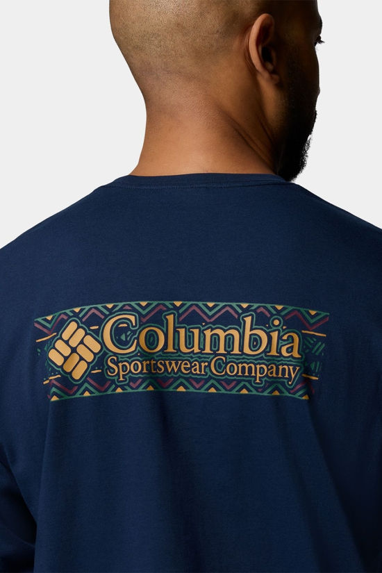 Columbia Mens Explorers Canyon Long Sleeve T-Shirt  Collegiate Navy Branded Blanket