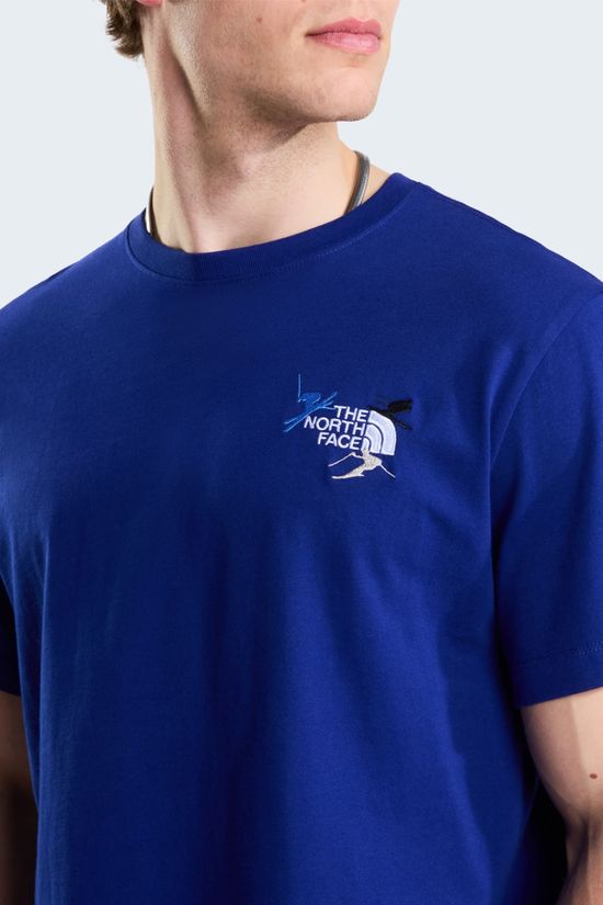 The North Face Mens Off Piste Embroidered Graphic T-Shirt Bold Blue