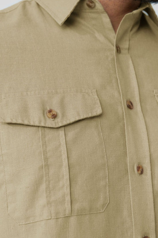 Fjallraven Mens Övik Travel Long Sleeve Shirt Sand Stone