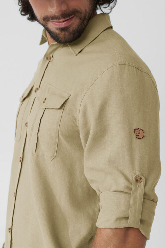 Fjallraven Mens Övik Travel Long Sleeve Shirt Sand Stone