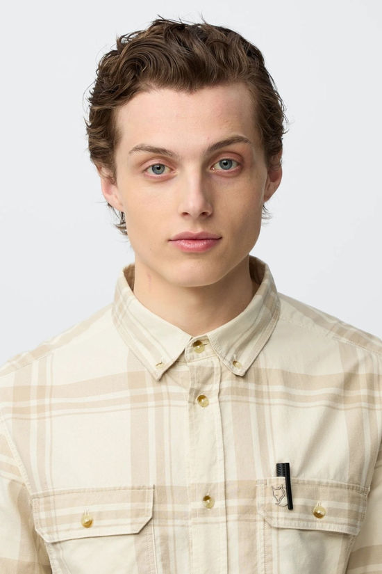 Fjallraven Mens Övik Lite Flannel Shirt  Chalk White-Fossil
