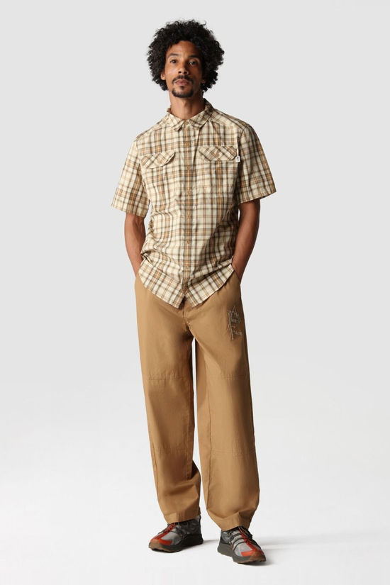 The North Face Mens Pine Knot Short Sleeve Shirt Khaki Stone Plaid