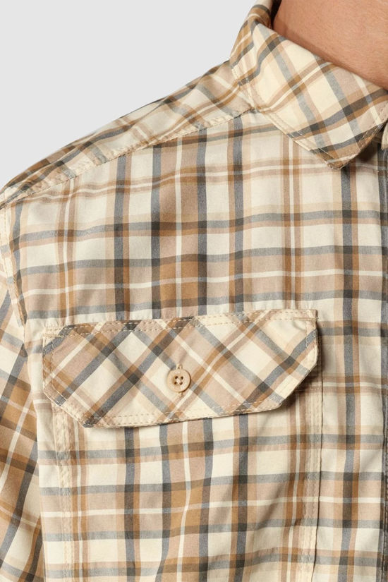 The North Face Mens Pine Knot Short Sleeve Shirt Khaki Stone Plaid