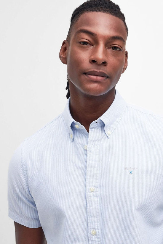 Barbour Mens Striped Oxtown Tailored Shirt Sky Blue