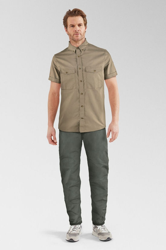Fjallraven Mens Övik Air Stretch Short Sleeve Shirt Suede Brown