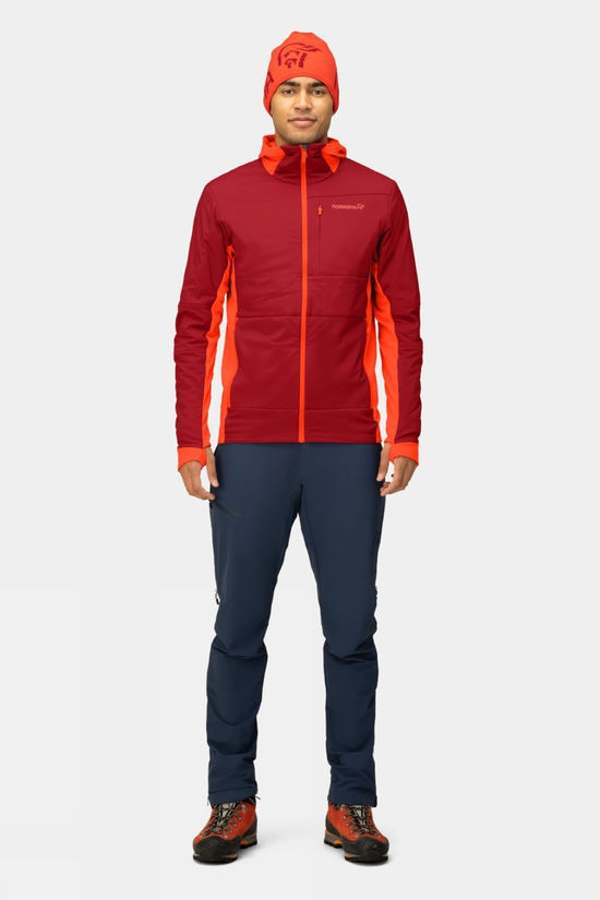 Norrona Mens Falketind Alpha90 Insulated Zip Hood Fleece Top Adrenalin/Rhubarb