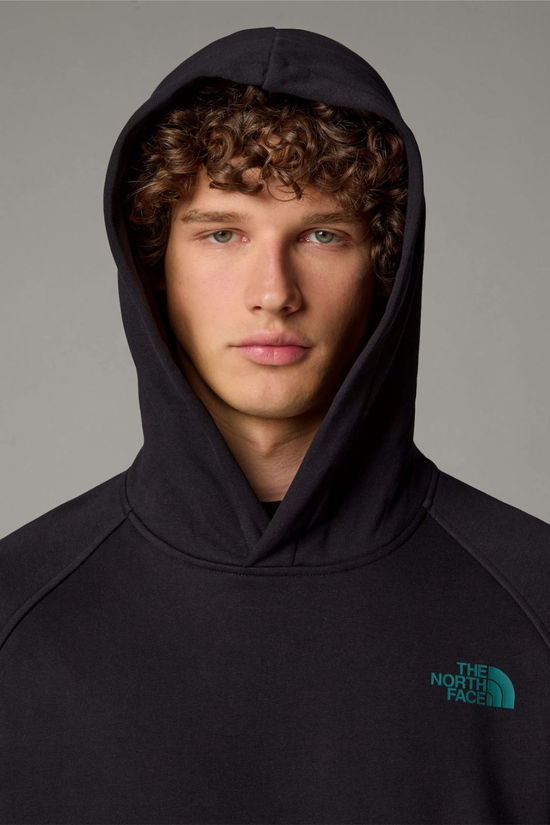 The North Face Mens NSE Box Raglan Hoodie Tnf Black-Deep Nori Trail Grid Print