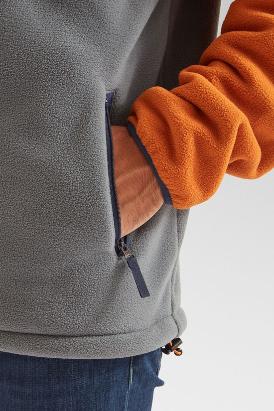 Passenger Mens Loch Hooded Recycled Polar Fleece Sunset Orange/Storm Grey