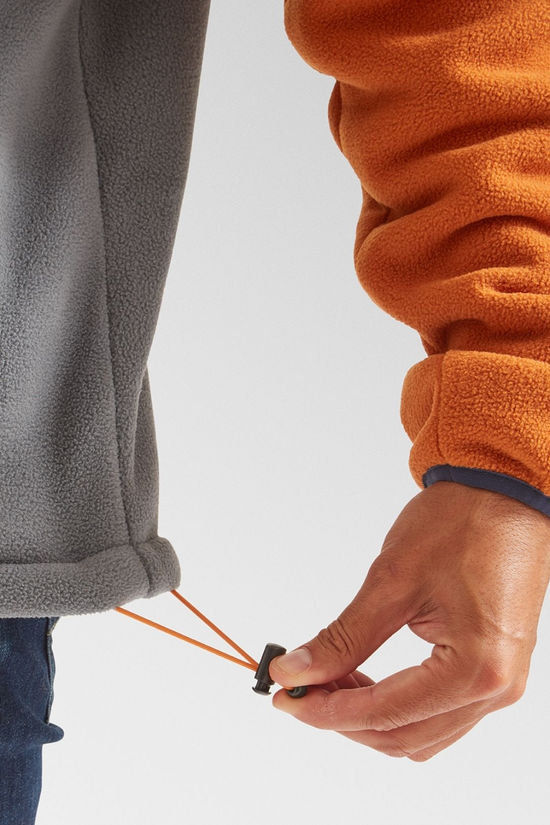 Passenger Mens Loch Hooded Recycled Polar Fleece Sunset Orange/Storm Grey