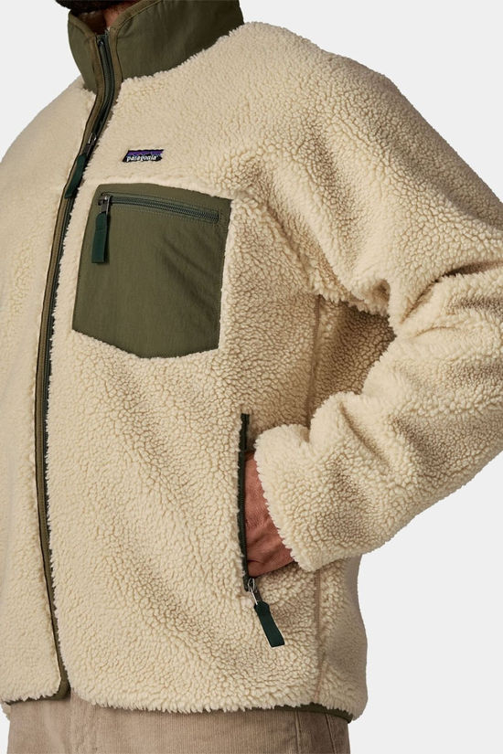 Patagonia Mens Classic Retro-X Fleece Jacket Dark Natural W/Basin Green