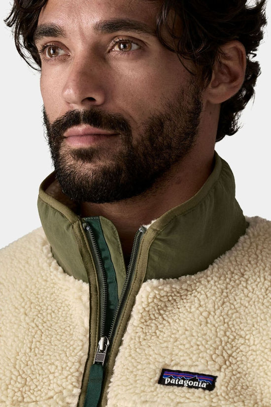 Patagonia Mens Classic Retro-X Fleece Jacket Dark Natural W/Basin Green
