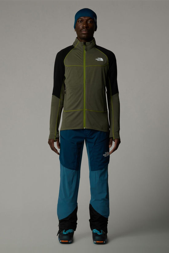 The North Face Mens Bolt Polartec Power Grid Fleece Jacket Oak Green/Tnf Black