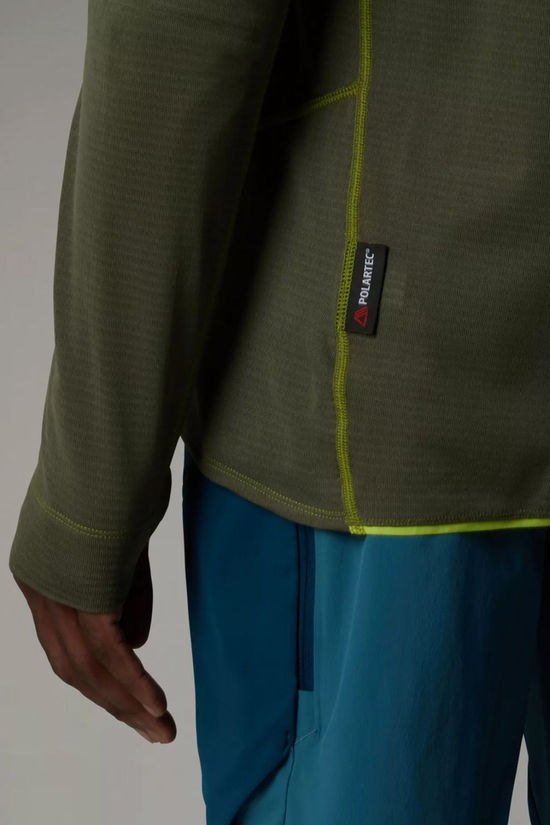 The North Face Mens Bolt Polartec Power Grid Fleece Jacket Oak Green/Tnf Black