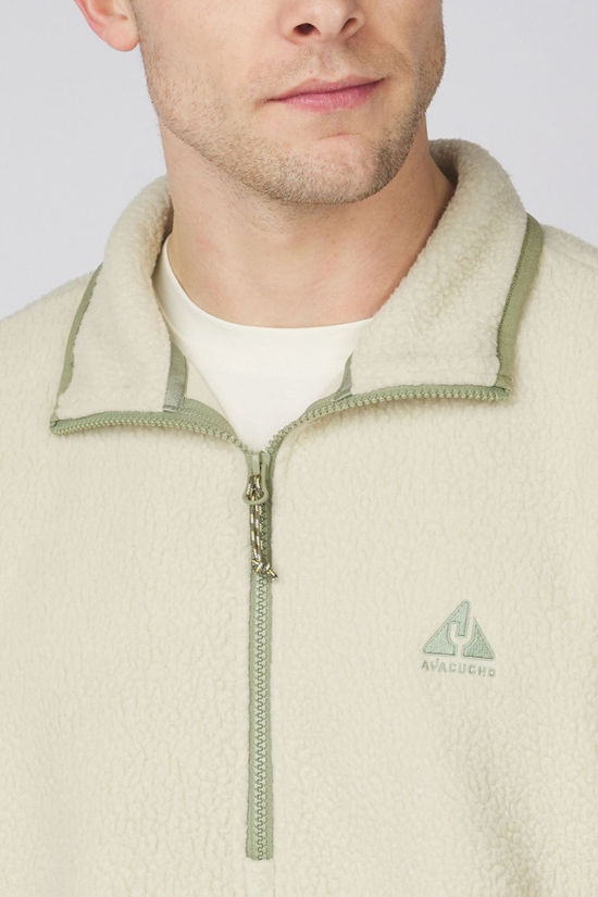 Ayacucho Mens Andes Half Zip Fleece Ecru