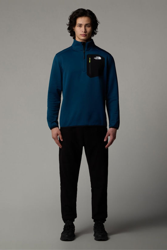 The North Face Mens Crest Quarter Zip Fleece Midnight Petrol/Tnf Bla