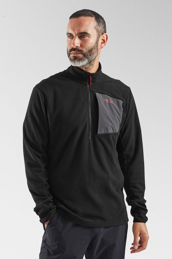 Rab Mens Tecton 2.0 Pull On Fleece Black W. Graphene/Tuscan Red