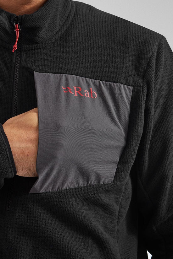 Rab Mens Tecton 2.0 Pull On Fleece Black W. Graphene/Tuscan Red