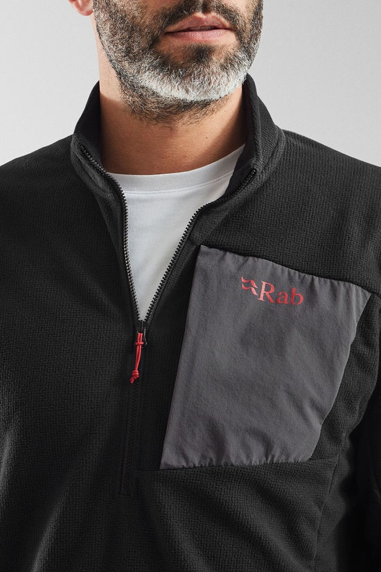 Rab Mens Tecton 2.0 Pull On Fleece Black W. Graphene/Tuscan Red