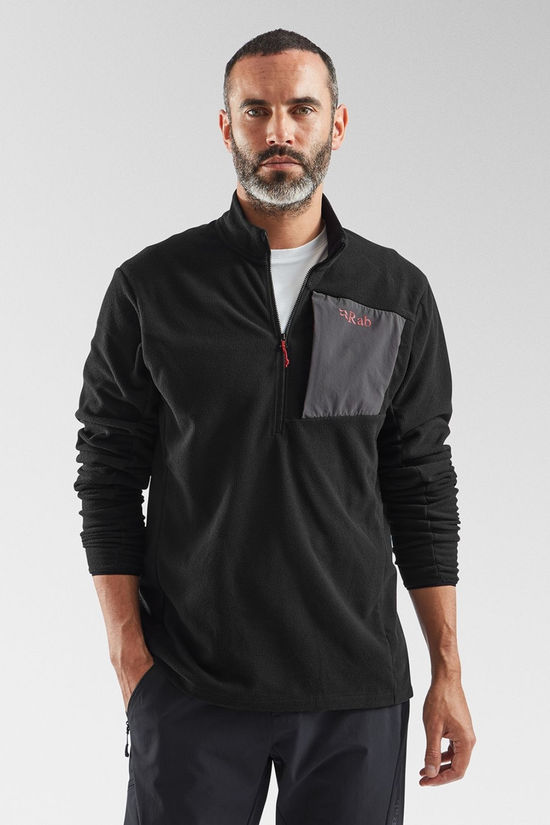Rab Mens Tecton 2.0 Pull On Fleece Black W. Graphene/Tuscan Red