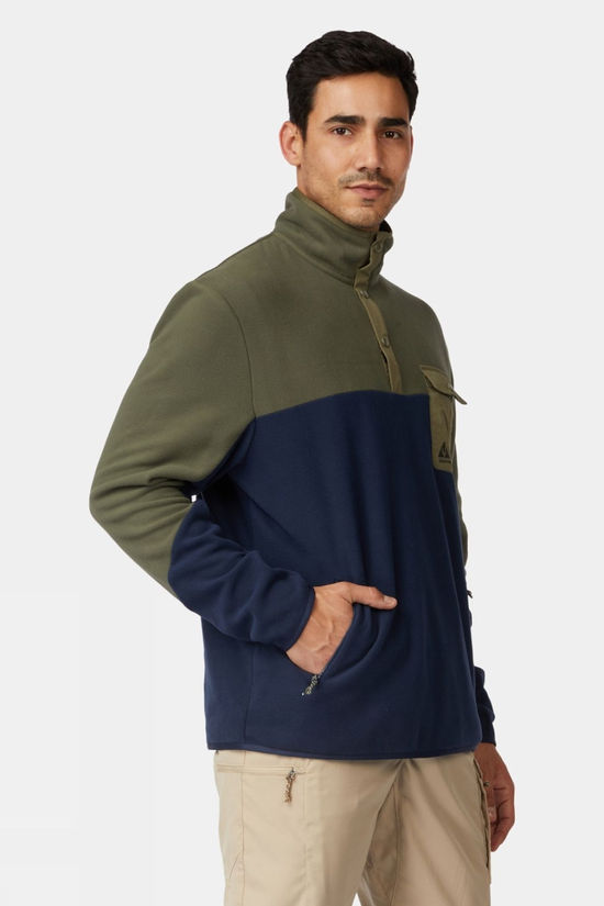 Ayacucho Mens Fitzroy Snap Fleece Top Navy/Dark Moss