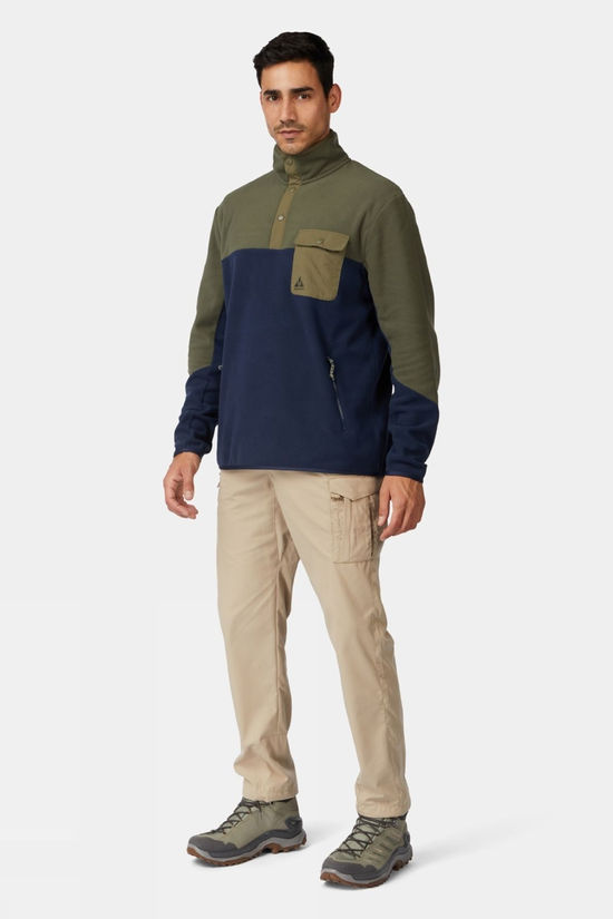 Ayacucho Mens Fitzroy Snap Fleece Top Navy/Dark Moss