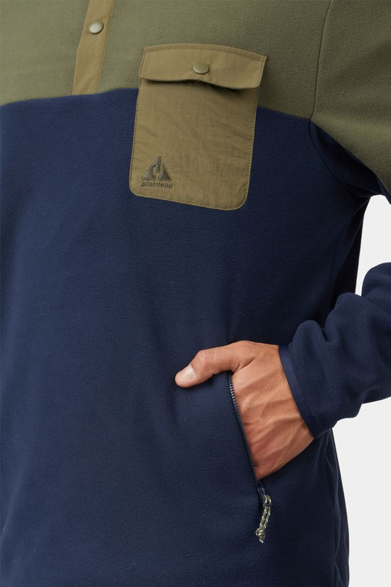 Ayacucho Mens Fitzroy Snap Fleece Top Navy/Dark Moss