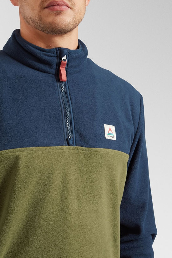 Passenger Mens Set Off Recycled Polar Quarter Zip Fleece Rich Navy/Khaki