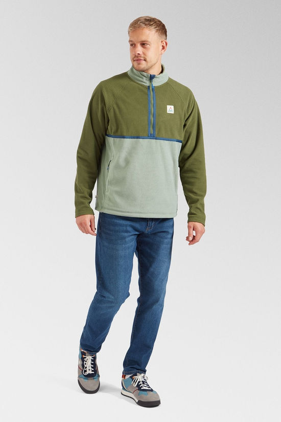 Passenger Mens Overlook Recycled Grid Polar Fleece Khaki/Pistachio