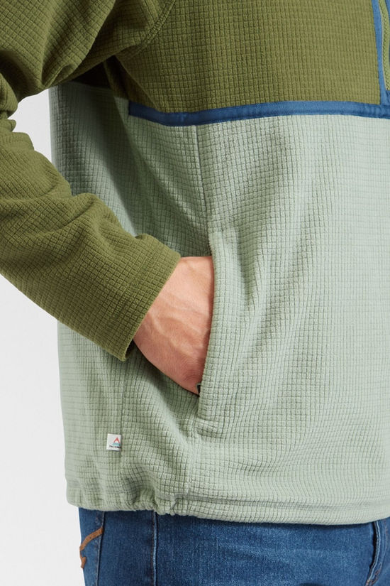 Passenger Mens Overlook Recycled Grid Polar Fleece Khaki/Pistachio