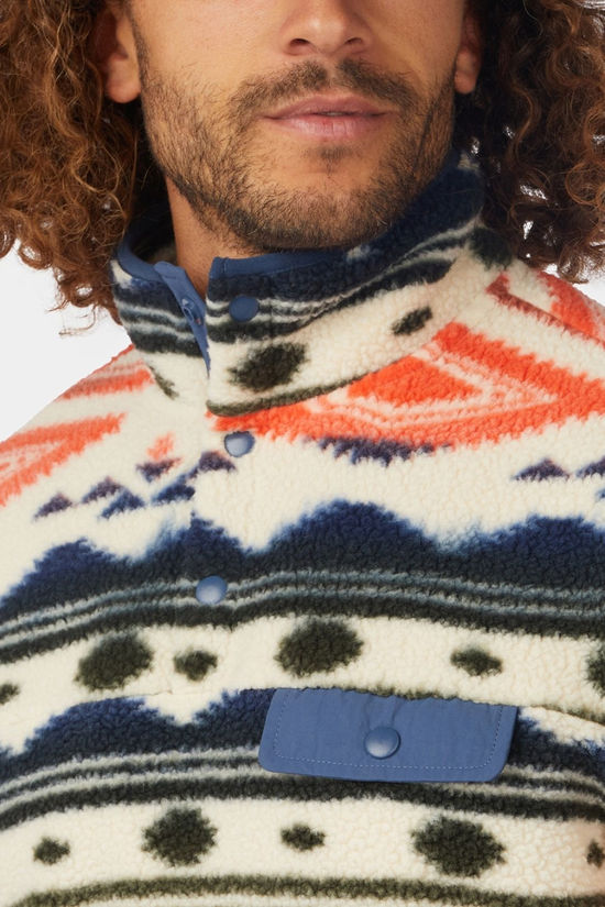 Ayacucho Mens Denver Printed Fleece Ecru/Moss Gray