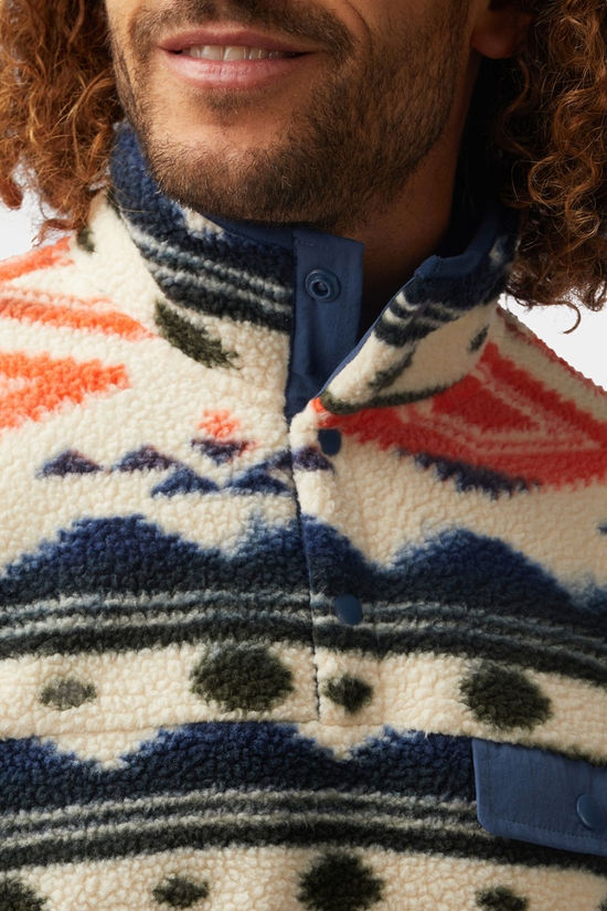 Ayacucho Mens Denver Printed Fleece Ecru/Moss Gray