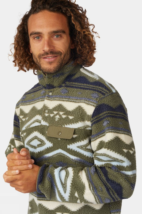 Ayacucho Mens Denver Printed Fleece Dark Moss/Navy
