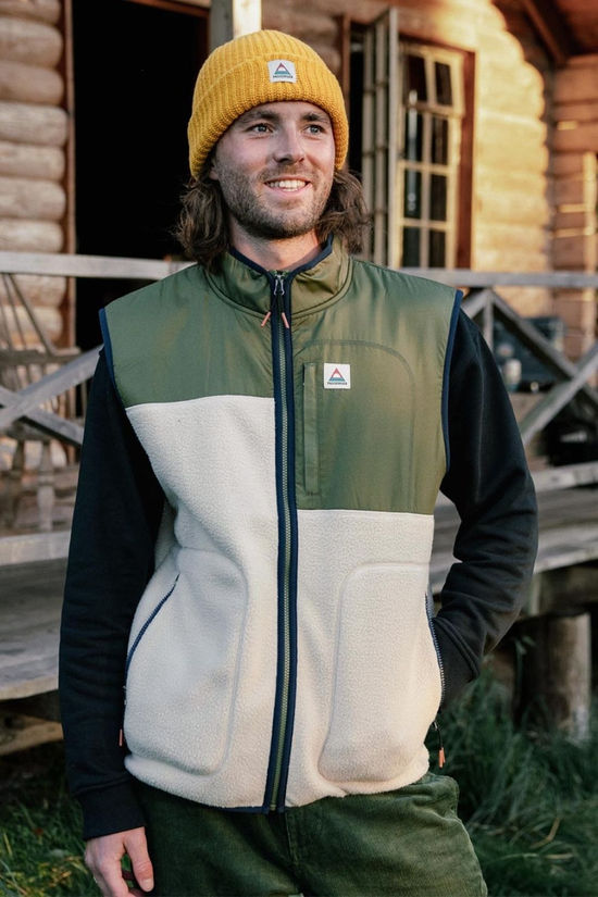 Passenger Mens Offgrid Sherpa Vest Oatmeal Khaki