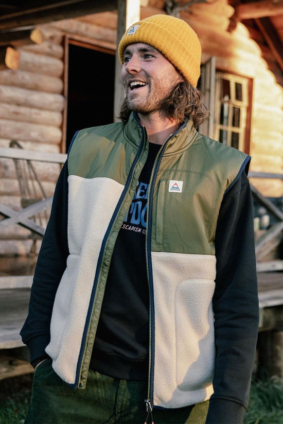 Passenger Mens Offgrid Sherpa Vest Oatmeal Khaki