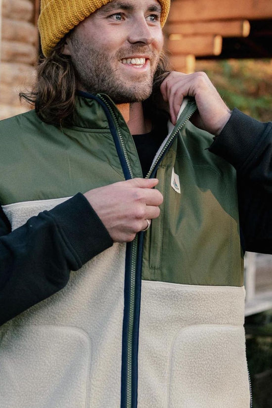 Passenger Mens Offgrid Sherpa Vest Oatmeal Khaki