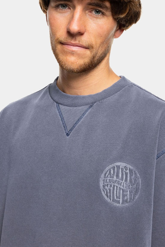 Quiksilver Mens Garment Dye Crew Sweatshirt Estate Blue