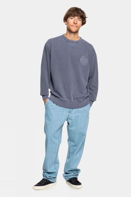 Quiksilver Mens Garment Dye Crew Sweatshirt Estate Blue