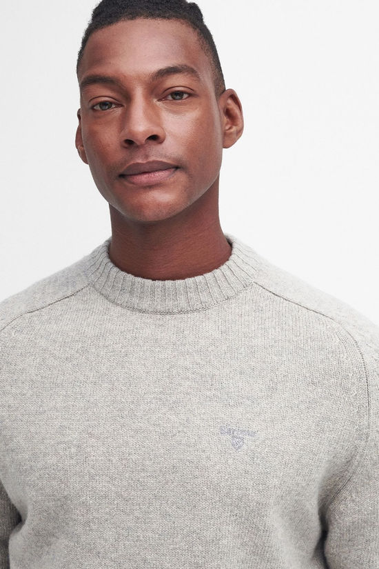 Barbour Mens Grangetown Crew Neck Jumper Light Grey