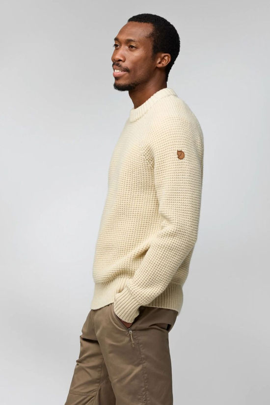 Fjallraven Mens Övik Waffle Knitted Jumper Light Beige
