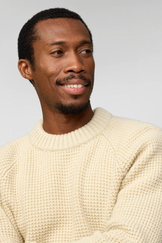 Fjallraven Mens Övik Waffle Knitted Jumper Light Beige