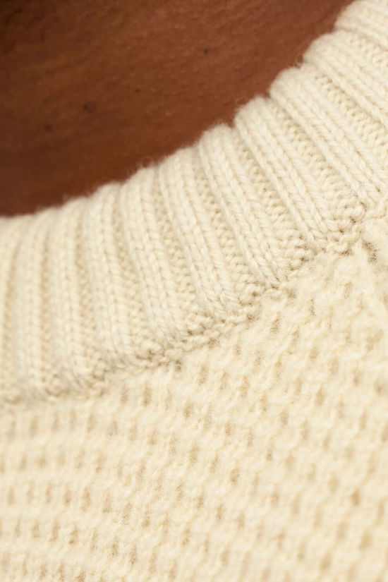 Fjallraven Mens Övik Waffle Knitted Jumper Light Beige