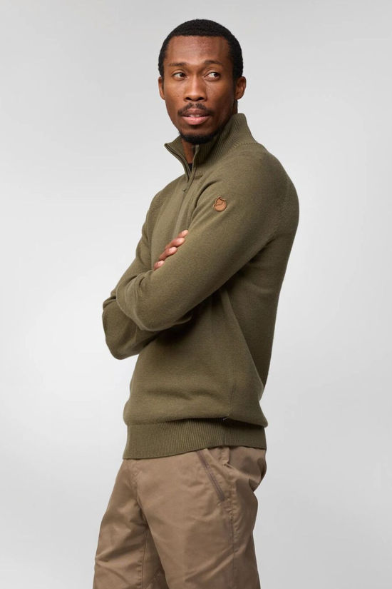 Fjallraven Mens Övik Lite Half Zip Knitted Top Laurel Green