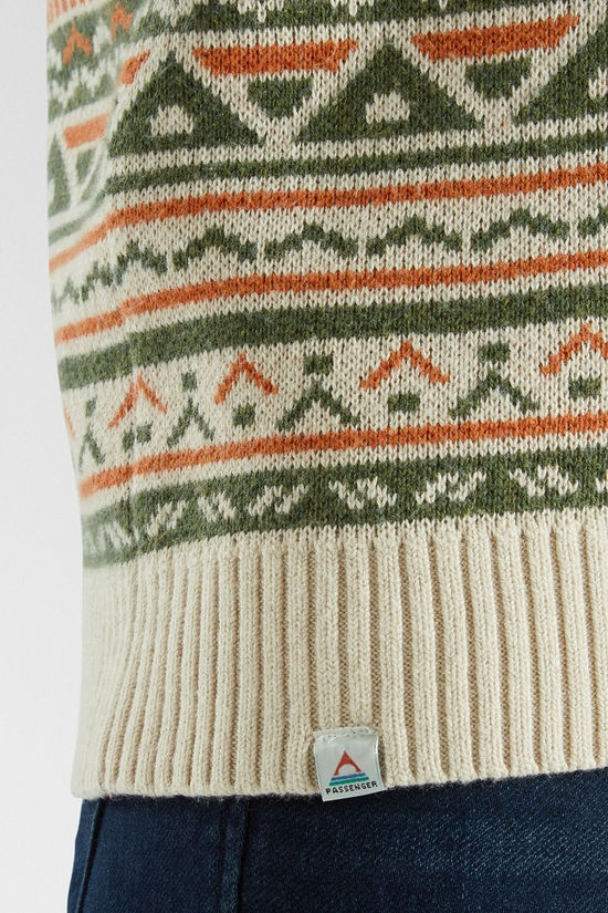 Passenger Mens Stoked Knitted Jumper Oatmeal Multi