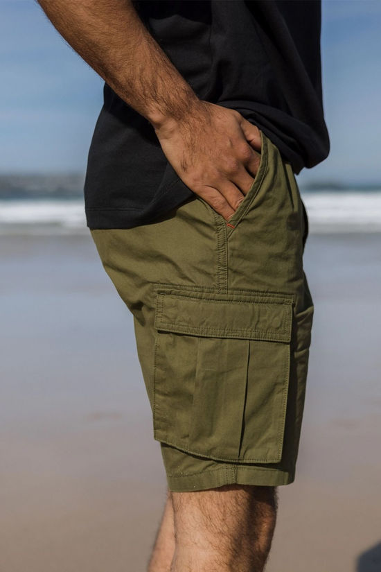 Passenger Mens Adventure Cargo Shorts Khaki