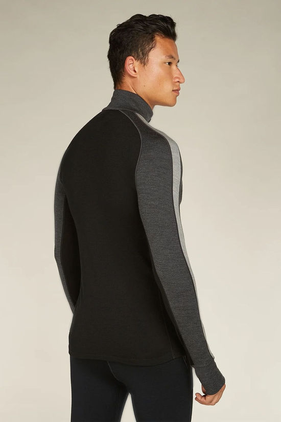Icebreaker Mens Zoneknit 260 Long Sleeve Half Zip Top Jet Hthr/Black/Metro Hthr/Cb