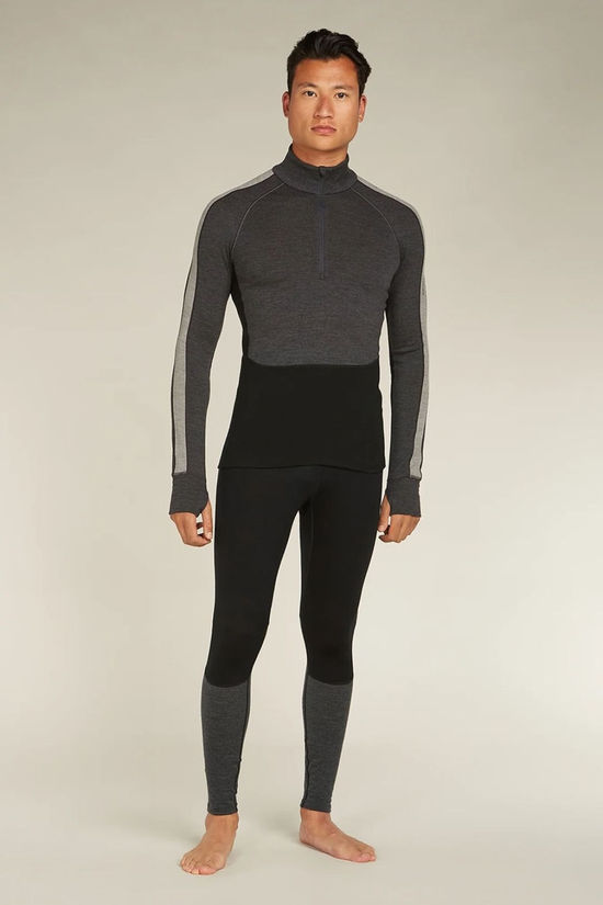 Icebreaker Mens Zoneknit 260 Long Sleeve Half Zip Top Jet Hthr/Black/Metro Hthr/Cb