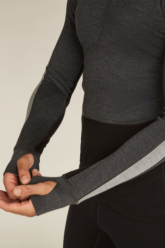 Icebreaker Mens Zoneknit 260 Long Sleeve Half Zip Top Jet Hthr/Black/Metro Hthr/Cb